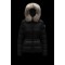 2022 MONCLER Boed Fur Collar Kort Jakke Dame Waist Dunfrakke Vinterjakke Sort