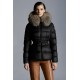 2022 MONCLER Boed Fur Collar Kort Jakke Dame Waist Dunfrakke Vinterjakke Sort