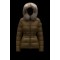 2022 MONCLER Boed Fur Collar Kort Jakke Dame Waist Dunfrakke Vinterjakke Natural Camel Beige