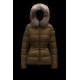 2022 MONCLER Boed Fur Collar Kort Jakke Dame Waist Dunfrakke Vinterjakke Natural Camel Beige