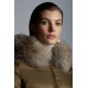 2022 MONCLER Boed Fur Collar Kort Jakke Dame Waist Dunfrakke Vinterjakke Natural Camel Beige