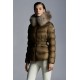 2022 MONCLER Boed Fur Collar Kort Jakke Dame Waist Dunfrakke Vinterjakke Natural Camel Beige