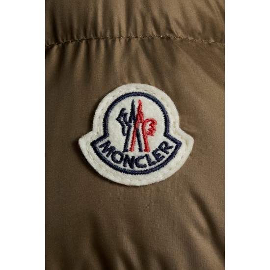 2022 MONCLER Boed Fur Collar Kort Jakke Dame Waist Dunfrakke Vinterjakke Natural Camel Beige