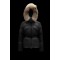 2022 MONCLER Laitue Fur Collar Kort Jakke Dame Waist Dunfrakke Vinterjakke Sort