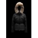 2022 MONCLER Laitue Fur Collar Kort Jakke Dame Waist Dunfrakke Vinterjakke Sort