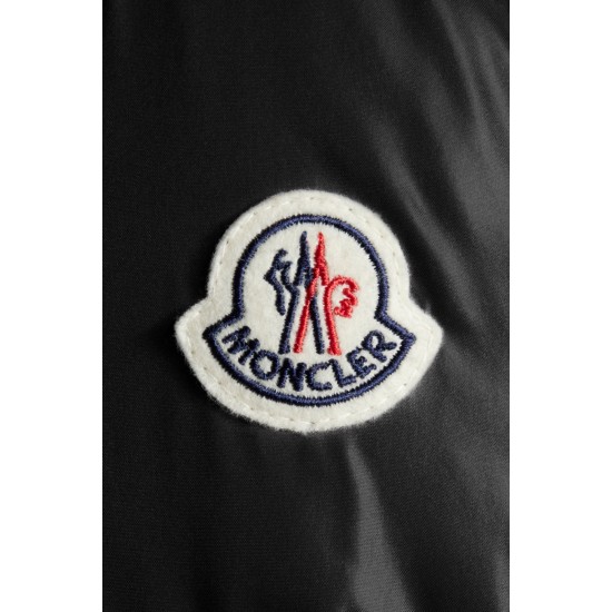 2022 MONCLER Laitue Fur Collar Kort Jakke Dame Waist Dunfrakke Vinterjakke Sort