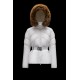 2022 MONCLER Laitue Fur Collar Kort Jakke Dame Waist Dunfrakke Vinterjakke Off hvid