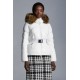 2022 MONCLER Laitue Fur Collar Kort Jakke Dame Waist Dunfrakke Vinterjakke Off hvid