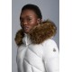 2022 MONCLER Laitue Fur Collar Kort Jakke Dame Waist Dunfrakke Vinterjakke Off hvid