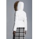 2022 MONCLER Laitue Fur Collar Kort Jakke Dame Waist Dunfrakke Vinterjakke Off hvid