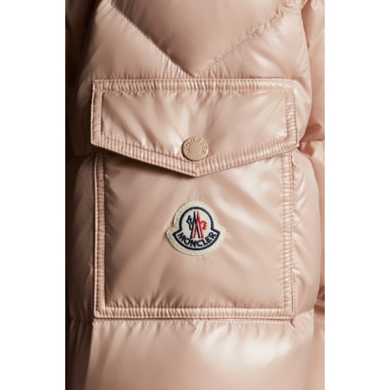 2022 MONCLER Maire Kort Jakke Dame Hætte Dunfrakke Vinterjakke Pink