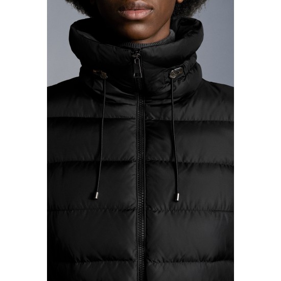 2022 MONCLER Marquer Kort Jakke Dame Waist Dunfrakke Vinterjakke Sort