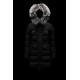 2022 Moncler Aphroti Parka Fur Hætte Collar Lang Jakke Dame Dunfrakke Vinterjakke Sort