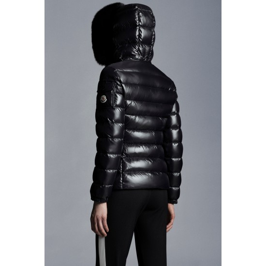 2022 Moncler Badyfur Collar Kort Jakke Dame Dunfrakke Vinterjakke Sort