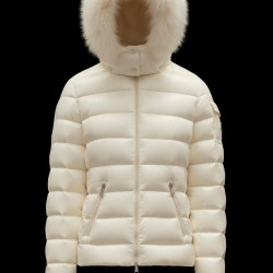 2022 Moncler Badyfur Collar Kort Jakke Dame Dunfrakke Vinterjakke hvid