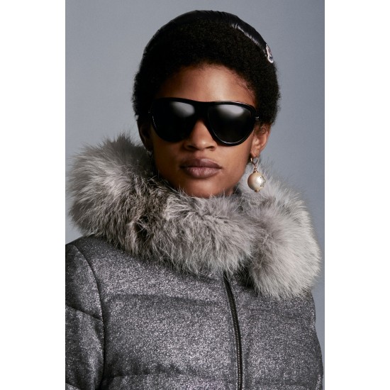 2022 Moncler Cardamine Fur Collar Kort Jakke Dame Dunfrakke Vinterjakke Silver