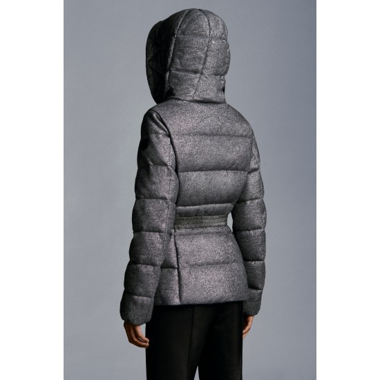 2022 Moncler Cardamine Fur Collar Kort Jakke Dame Dunfrakke Vinterjakke Silver