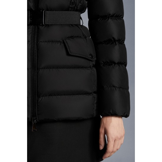 2022 Moncler Clion Parka Kort Jakke Dame Waist Fur Hætte Collar Dunfrakke Vinterjakke Sort