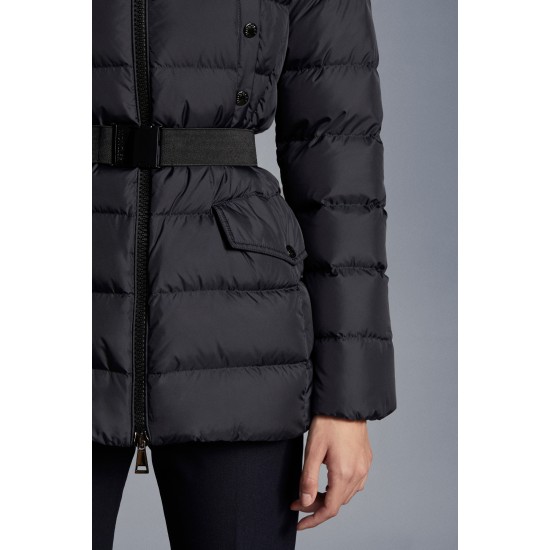 2022 Moncler Clion Parka Kort Jakke Dame Waist Fur Hætte Collar Dunfrakke Vinterjakke Night blå