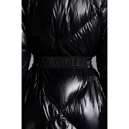 2022 Moncler Cotonniere Parka Lang Jakke Dame Waist Dunfrakke Vinterjakke Sort