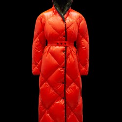 2022 Moncler Cotonniere Parka Lang Jakke Dame Waist Dunfrakke Vinterjakke Bright Orange