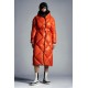 2022 Moncler Cotonniere Parka Lang Jakke Dame Waist Dunfrakke Vinterjakke Bright Orange