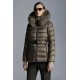 2022 Moncler Cupidone Fur Collar Kort Jakke Dame Waist Dunfrakke Vinterjakke Taupe