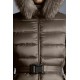 2022 Moncler Cupidone Fur Collar Kort Jakke Dame Waist Dunfrakke Vinterjakke Taupe