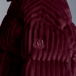 2022 Moncler Daos Kort Hætte Jakke Dame Dunfrakke Vinterjakke Burgundy Rød