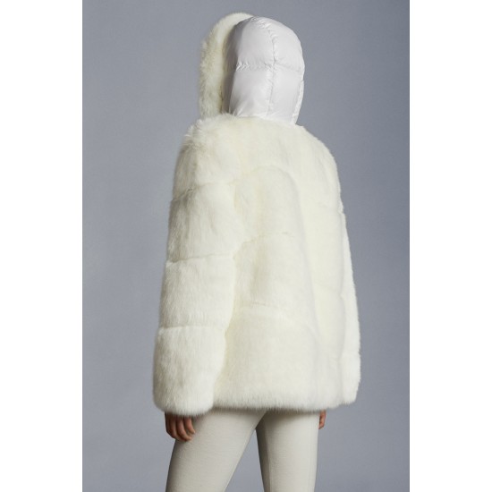 2022 Moncler Epilobe Kort Jakke Dame Dunfrakke Vinterjakke Silk hvid