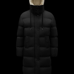 2022 Moncler Erysimum Parka Hætte Lang Jakke Dame Dunfrakke Vinterjakke Sort