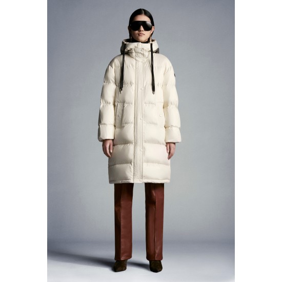 2022 Moncler Erysimum Parka Hætte Lang Jakke Dame Dunfrakke Vinterjakke Butter hvid