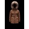 2022 Moncler Ficodie Fur Collar Kort Jakke Dame Waist Dunfrakke Vinterjakke Brun