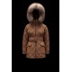 2022 Moncler Ficodie Fur Collar Kort Jakke Dame Waist Dunfrakke Vinterjakke Brun