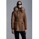 2022 Moncler Ficodie Fur Collar Kort Jakke Dame Waist Dunfrakke Vinterjakke Brun