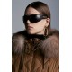 2022 Moncler Ficodie Fur Collar Kort Jakke Dame Waist Dunfrakke Vinterjakke Brun