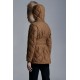 2022 Moncler Ficodie Fur Collar Kort Jakke Dame Waist Dunfrakke Vinterjakke Brun