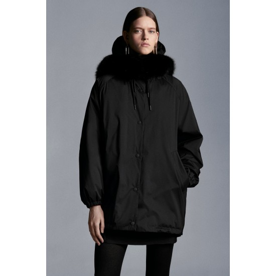 2022 Moncler Fragon Parka Lang Jakke Dame Dunfrakke Vinterjakke Sort