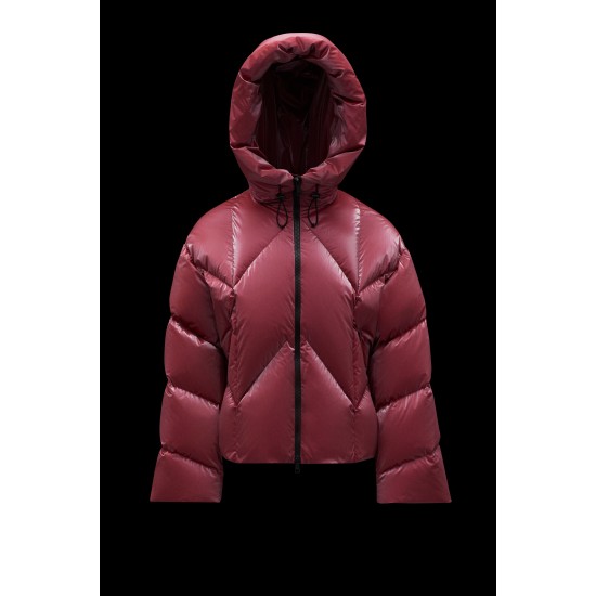 2022 Moncler Frele Kort Hætte Jakke Dame Dunfrakke Vinterjakke Cherry Pink