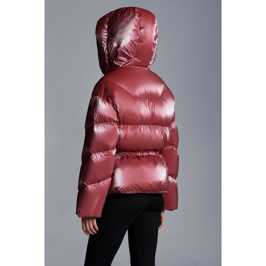 2022 Moncler Frele Kort Hætte Jakke Dame Dunfrakke Vinterjakke Cherry Pink