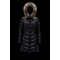 2022 Moncler Fulmarus Parka Fur Collar Hætte Lang Jakke Dame Dunfrakke Vinterjakke Sort