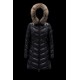 2022 Moncler Fulmarus Parka Fur Collar Hætte Lang Jakke Dame Dunfrakke Vinterjakke Sort