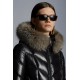 2022 Moncler Fulmarus Parka Fur Collar Hætte Lang Jakke Dame Dunfrakke Vinterjakke Sort