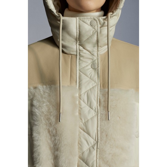 2022 Moncler Gaudine Parka Hætte Lang Jakke Dame Dunfrakke Vinterjakke Oatmeal Beige