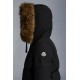 2022 Moncler Guimauve Parka Fur Collar Hætte Lang Jakke Dame Dunfrakke Vinterjakke Sort