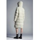 2022 Moncler Hainardia Parka Hætte Lang Jakke Dame Dunfrakke Vinterjakke Silk hvid