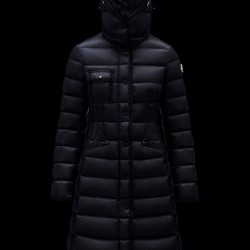 2022 Moncler Hermine Parka Hætte Lang Jakke Dame Dunfrakke Vinterjakke Night blå