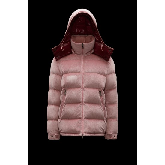 2022 Moncler Holostee Kort Hætte Jakke Dame Dunfrakke Vinterjakke Pink