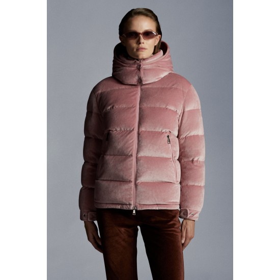 2022 Moncler Holostee Kort Hætte Jakke Dame Dunfrakke Vinterjakke Pink