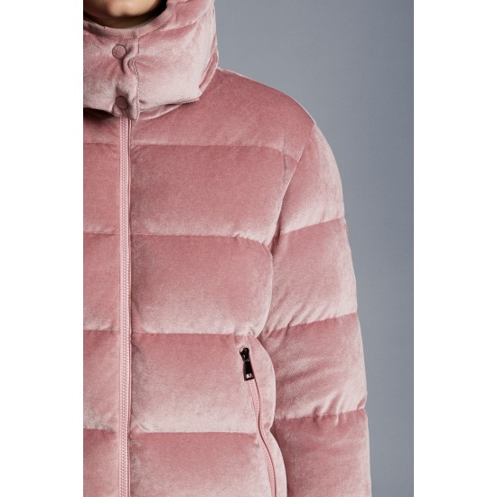 2022 Moncler Holostee Kort Hætte Jakke Dame Dunfrakke Vinterjakke Pink